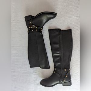 Thalia Sodi Women's Vallie Faux Leather Tall Riding Boots Black Size 6.5 M.